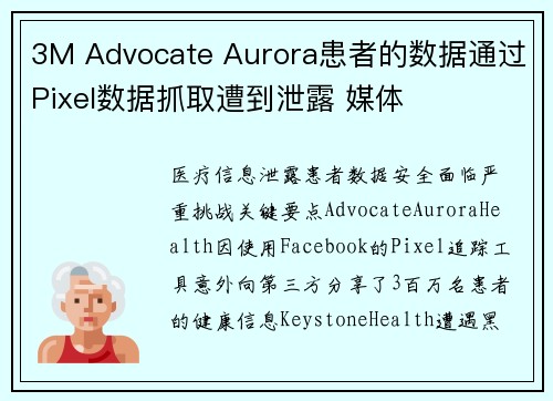 3M Advocate Aurora患者的数据通过Pixel数据抓取遭到泄露 媒体